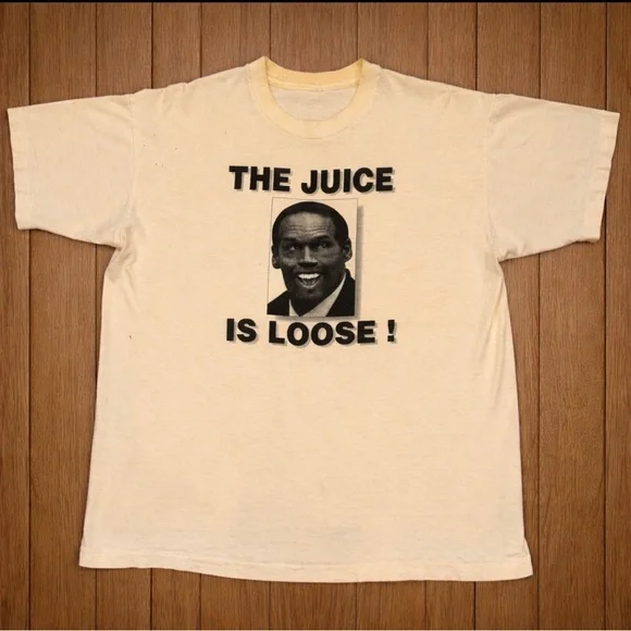 Vintage 1990s O.J. Simpson “The Juice Is Loose” Graphic T-Shirt Men’s Large - Picture 1 of 12